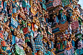 The great Chola temples of Tamil Nadu - the Sri Meenakshi-Sundareshwarar Temple of Madurai. The immense gopura gates of the outer walls. 